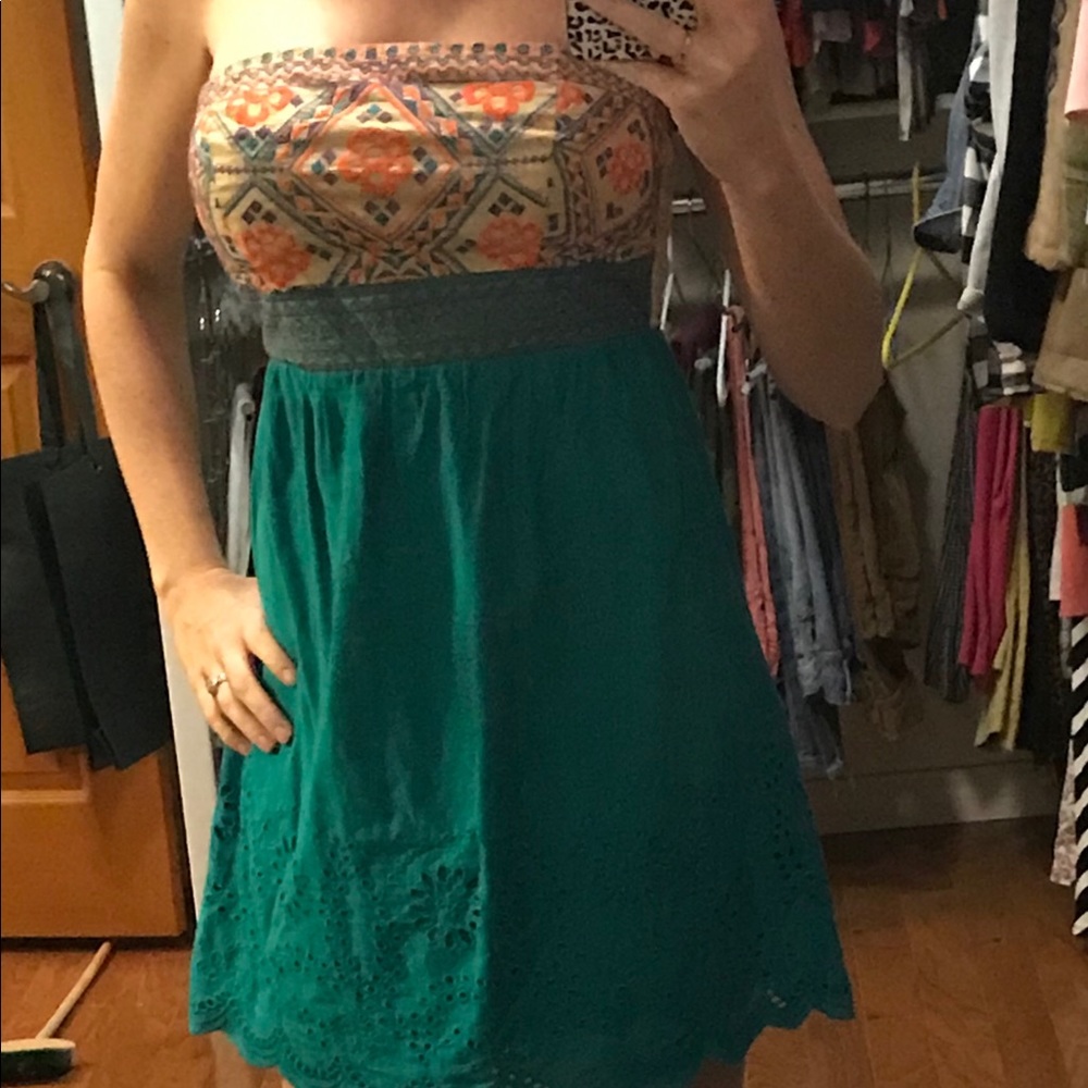 Embroidered strapless sundress